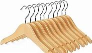Nature Smile Kids Baby Children Toddler Wooden Shirt Coat Hangers with Notches and Anti-Rust Chrome Hook Pack of 10 (Natural)