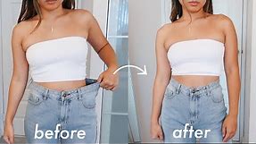 ELASTIC WAIST JEANS DIY HACK (CHEAP, EASY, & QUICK) | take in the waist of any denim!