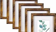 8x10 Picture Frame Brown Set of 6, Display Pictures 5x7 With mat or 8x10 Without Mat