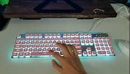 G1000 Typewriter Backlit Pink Keyboard Full Size 104 Keys with Metal Panel, Silent Membrane Quiet Office Gaming Keyboard USB Wired for PC Desktop Computer(Pink)
