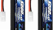 Zeee 7.2V 5000mAh NiMH Battery with Tamiya Plug 6-Cell Rechargeable Battery Pack High Power for RC Car Truck Truggy Buggy Associated HPI Losi Kyosho Tamiya Hobby Models(2 Pack)