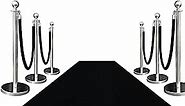 Hollywood Grand Entrance VIP Style Black Carpet Event Rug with Decorative Rope Safety Queue Stanchion Barrier Combo Special (Mirror)