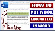 In Word How to Put a Box around Text - 3 x Ways | Microsoft Word Tutorials