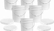 ePackageSupply, 5 Gallon White Bucket & Lid - Set of 6 - Made in The USA - Durable 90 Mil All Purpose Pail - Food Grade - Contains No BPA Plastic (5 Gal. w/Lids - 6pk