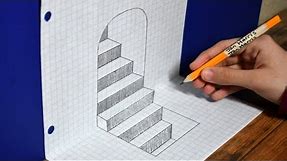 How to Draw 3D Steps on Graph Paper / Easy Trick Art For Beginners