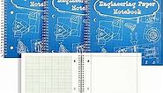 Colarr Engineering Computation Pad 8.5" x 11" Engineering Wirebound Spiral Notebook Grid Pad 5 Squares Per Inch Graph Paper 100 Sheets Per Pad for Drafting Drawing Blueprint Sketching (Blue,3 Pads)