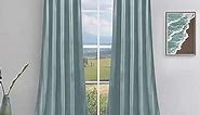 LIYAXUN Pinch Pleated Curtain for Sliding Patio Door, 85% Blackout Velvet Curtain 63 inches Long, Thermal Curtains, Striped Curtain (1 Panel, Heavy Curtain, 52W x 63L Inch, Haze Blue)