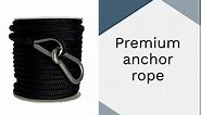 Rainier Supply Co. Boat Anchor Line - 50 ft x 3/8 inch Anchor Rope - Double Braided Nylon Anchor Boat Rope with 316SS Thimble and Heavy Duty Marine Grade Snap Hook - Black