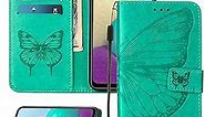 Asdsinfor iPod Touch 7/ iPod Touch 6/iPod Touch 5 Wallet Case,with Credit Card Holder, for Women & Men,with Stand PU Leather Magnetic Closure Case for iPod Touch 7 Butterfly Green YB