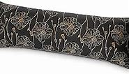 Body Pillow Cover with Zipper 20x54 Soft Velvet Body Pillow Case Patterned Long Pillowcase for Adults Black Glod Floral