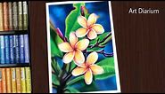 Oil Pastel Plumeria Flowers Drawing for Beginners - STEP by STEP