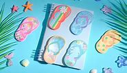 Flip Flop Sticky Pads Hawaiian Fun Note Pads Summer Themed Beach Notepad Self Stick Colorful Flip Flop Notepads Adhesive Memo Pads for Kids(Slipper,12 Packs)