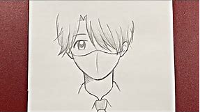 Easy anime drawing | how to draw anime boy wearing a mask easy step-by-step