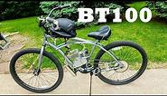 BT100 bike engine on a 26" beach cruiser! Walk around review + speed test! BBR Tuning 80/100cc