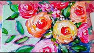 Easy abstract flower painting challenge, tutorial, Yvette Andino Art