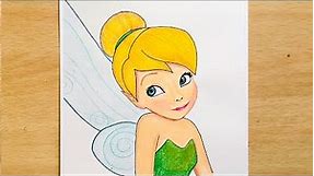 How to Draw Tinkerbell Step by Step Easy | Disney Fairy || Colored Pencil