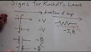 Signs for Kirchhoff's Laws