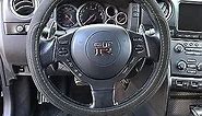 9268Y Black Suede Yellow Sight Line Racing Steering Wheel Cover Overlay Fit 14" to 15" Diameter Steering Wheel