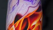 Color realistic fire flames arm tattoo tattoo artist - Ad Pancho #tattooartist #firetattoo #flametattoo #fire #tattooideas #colortattoo #besttattoos #worldsbesttattoos #tiktoktattoo #tattootiktok #tatuaje #tatuador