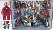 Every Lego Iron Man / Tony Stark / War machine / Rescue Minifigure ever made! VS movie and comic