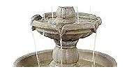 Sunnydaze 48-Inch H 3-Tier Outdoor Water Fountain - Large Tiered Waterfall Feature for The Patio, Lawn, or Garden Light Brown