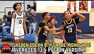 8th Grader Getting Buckets On Varsity! Jaeden Udean 8th Grade Highlights!
