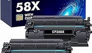 58X CF258X M404dn Toner Cartridge 2-Pack with Chip Replacement for HP 58X CF258X 58A Laserjet Pro M404n M404dn MFP M428fdw M428dw M428fdn Printer