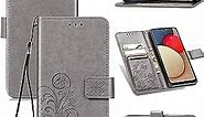 Designed for Samsung Galaxy A03S Case, Wrist Strap Flip Kickstand PU Leather Wallet Case Cash Card Slots Holder Cover Case. Protective Shockproof Cover for Galaxy A03S XYC Gray