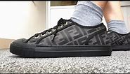 Fendi Men's New Summery Canvas Monogram Low Top Sneaker HD On Feet