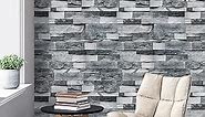 Timeet Brick Wallpaper Peel and Stick Wallpaper Vintage Brick Wallpaper 17.7”X 196.85” Faux Textured Wallpaper Stone Look Self Adhesive Removable Wall Paper Easy to Install