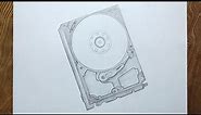 How to draw hard disk drive step by step very easy/ Hard disk drive drawing