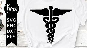 Caduceus svg free, medical svg, nurse svg, digital download, silhouette cameo, shirt design, symbol svg, free vector files, png, dxf 0397