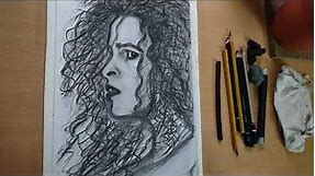 Bellatrix Lestrange (Helena Bonham Carter) Quick Sketch | Harry Potter Movies | Charcoal Drawing