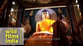 Large statue of Lord Buddha inside Mahabodhi Temple, Bodhgaya