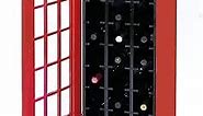Deco 79 Wood Telephone Booth Style 27 Bottle Standing Wine Rack, 14" x 13" x 41", Red