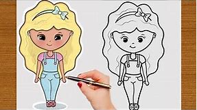 How to Draw a Super Glamorous Barbie Doll || outline art master