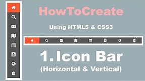 1. Horizontal & Vertical Icon Bar | Menu | HowToCreate Series | HTML5 & CSS3