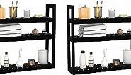 Domax Bathroom Wall Shelf - Over Toilet 3 Tier Storage Rack Adjustable Layer Multifunctional Utility Wall Mounted Towel Shelves Living Room Kitchen (Black-Pack of 2)