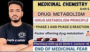 Drug metabolism | drug metabolism principles | phase 1 and phase 2 reaction | factors affecting drug