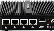 Firewall Mini PC OPNsense Quad Core J4125, Firewall 4 LAN Mini Router PC, 16G RAM 512G SSD, HD Port, 2 USB 3.0 Port, 4 USB 2.0 Port, SIM Slot, RS232 COM, WiFi, BT, Micro Desktop PC