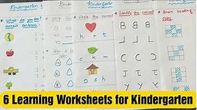 6 Learning Worksheets for Kindergarten | #dailypracticeworksheets #kindergarten