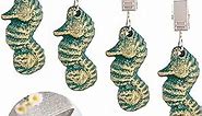 Sungmor Cast Iron Tablecloth Weights - 4 Pack Vintage Green Sea Horse Table Cloth Weights Clip On - Heavy Weights for Picnic Tablecloth, Outdoor Tables, Garden Flags, Curtains