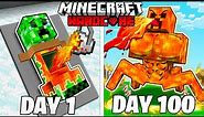 I Survived 100 Days as a LAVA CREEPER in HARDCORE Minecraft