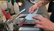 sharpening custom magnacut chef knife 64 hrc.