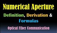 Numerical Aperture- Numerical Aperture Definition, Derivation and Formula- Optical Fiber