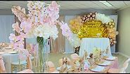 Blush, pink, rose gold birthday decor