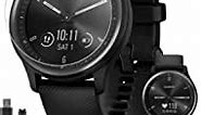 PlayBetter Garmin vivomove Sport (Black/Slate) Hybrid Smartwatch Power Bundle - Heart Rate Monitor Watch with Text & Call Portable Charger & HD Screen Protectors - Men's Fitness Tracker