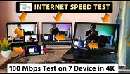 Railwire Internet Speed Testing | 100 Mbps plan Speed Testing on 7 Device in 4K | Tech House