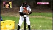 Monkey playing baseball