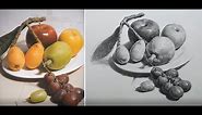 Still Life with fruit Drawing in Pencil